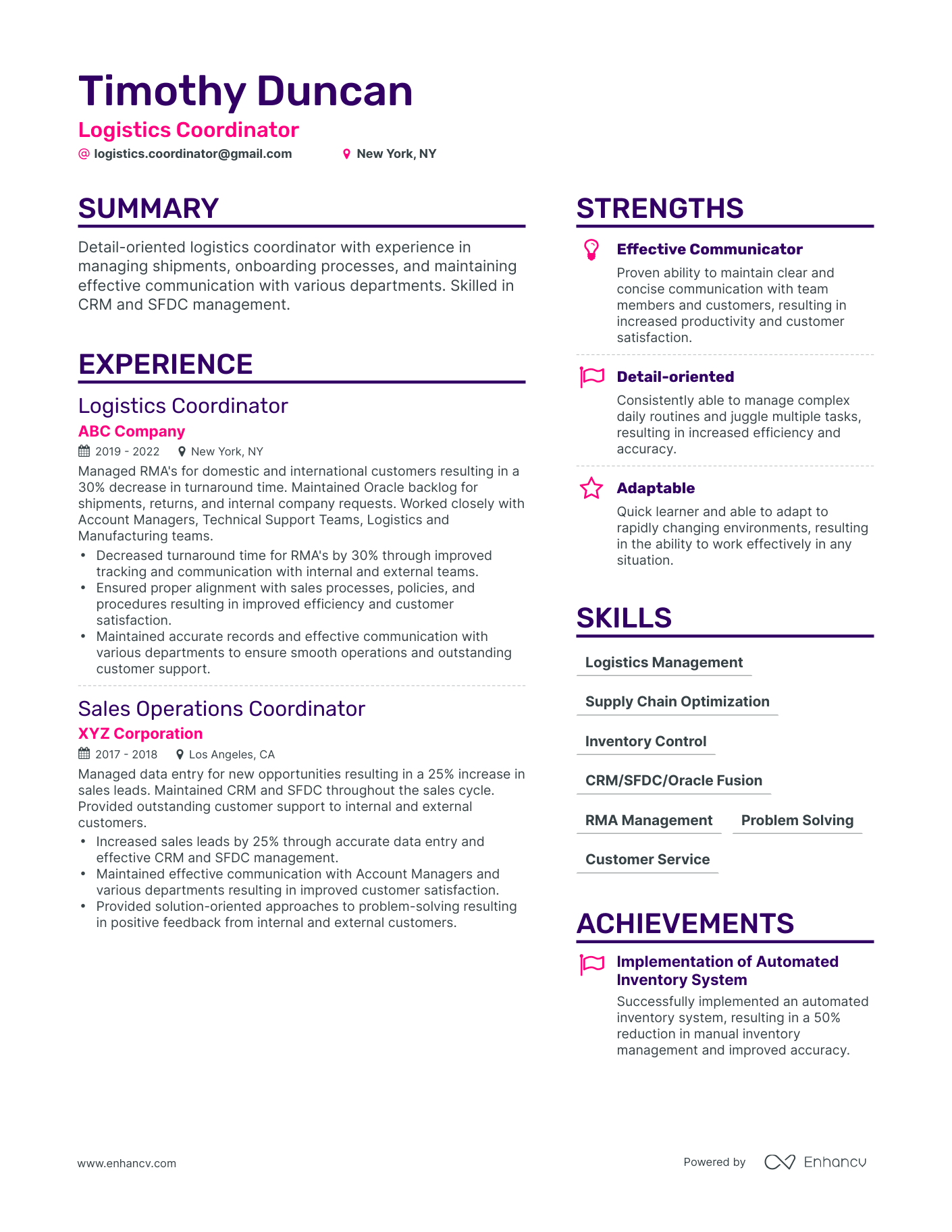 5 Logistics Coordinator Resume Examples And Guide For 2023